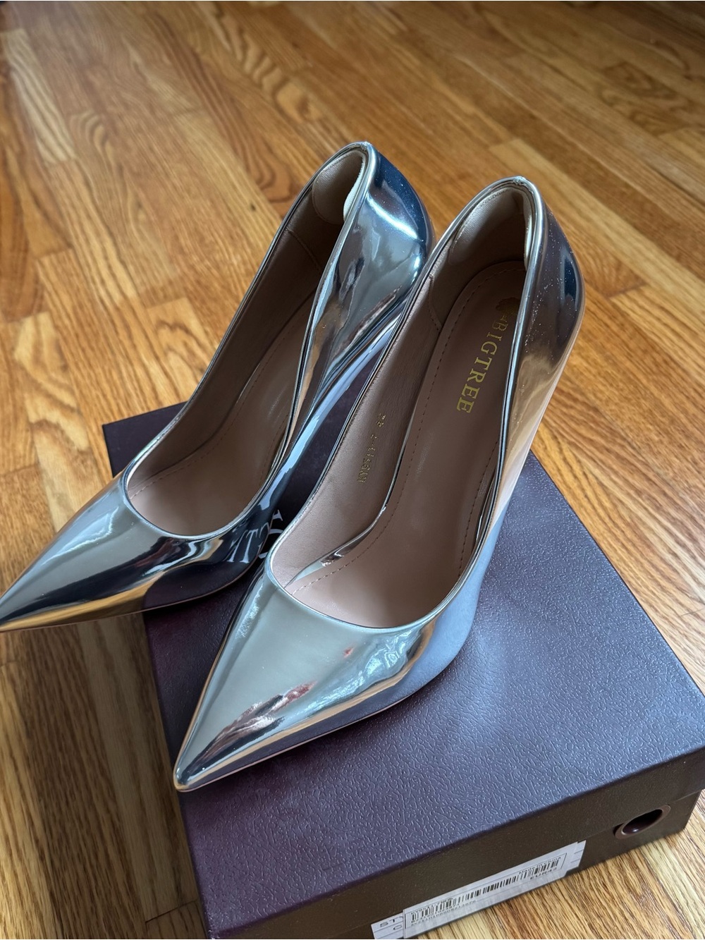 Metallic Silver Pointed Stiletto Heels - Picture 2 of 8